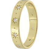 Zilveren goldplated ring galaxy sterren zirkonia