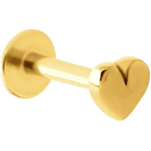 Lucardi Dames Stalen Traguspiercing Gold Hart - Piercing - Staal - Goudkleurig