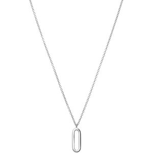 Zilveren ketting met hanger ovaal