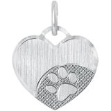 Zilveren hanger graveerplaat hart hondenpoot