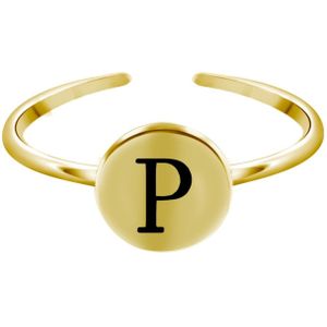 Zilveren ring alfabet verstelbaar goldplated