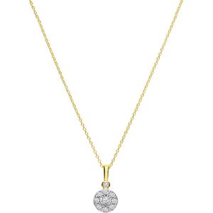 14 karaat geelgouden ketting met 10 diamanten 0,05ct