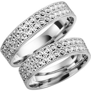 14K witgouden Dames trouwring Klaproos H90W