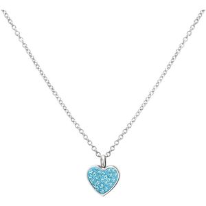 Gerecycled stalen kinderketting hart aqua bohemica kristal