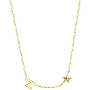 Zilveren goldplated ketting letter/stardust