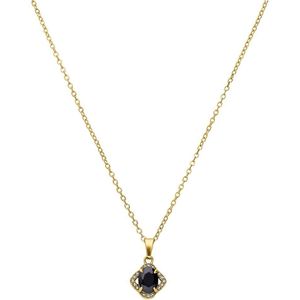 Stalen goldplated vintage ketting met zwart zirkonia