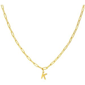 Stalen goldplated ketting closed forever letter K