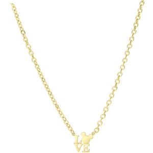 Stalen goldplated ketting met love Mickey Mouse