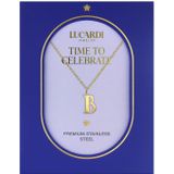 Stalen goldplated ketting letter B