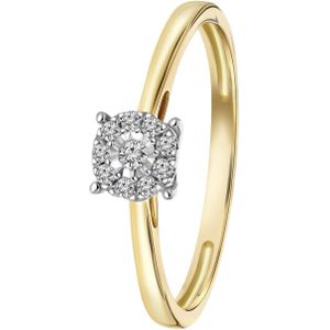 Lucardi Dames Ring Met 10 Diamanten 0,08ct - 14 Karaat Geelgoud