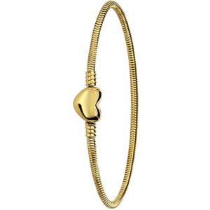 Stalen goldplated armband slang met hart sluiting