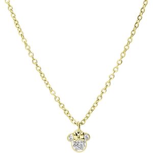 Stalen goldplated ketting Minnie Mouse met wit kristal