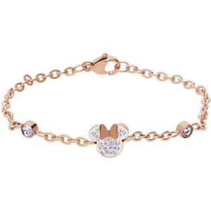 Stalen roseplated armband Minnie Mouse met wit kristal