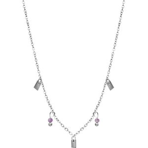 Stalen ketting met amethyst