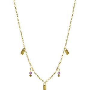 Stalen goldplated ketting met amethyst