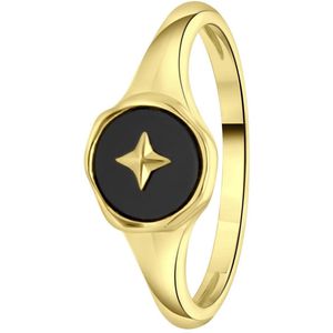 Zilveren goldplated ring zwart agaat