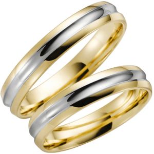 14 K bicolour trouwring geel/wit Flora Heren H12