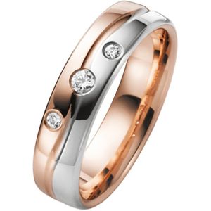 14K trouwring rose/wit met diamant Iris Dames H34R