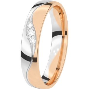 9K rose witte trouwring met diamant 4mm Mimosa