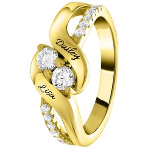 Zilveren ring gold gravering zirkonia