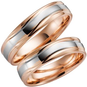 14K bicolor rose/wit dames trouwring Daisy H40R