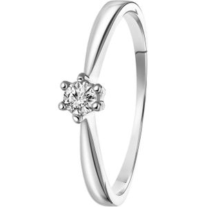 14K witgouden solitair ring met diamant (0,12ct.)