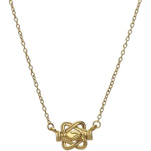 Stalen goldplated ketting met mattenklopper met hand