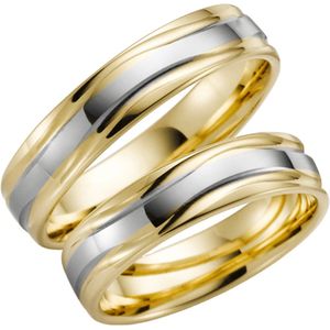 14 K bicolour trouwring geel/wit Daisy Heren H40