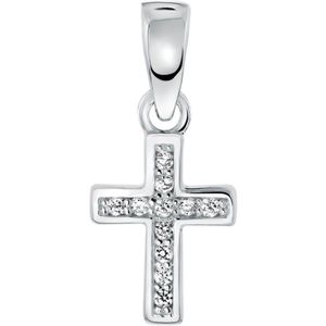 Zilveren hanger kruis met zirkonia