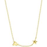 Zilveren goldplated ketting letter/stardust