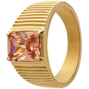 Stalen goldplated vintage ring met colorado zirkonia