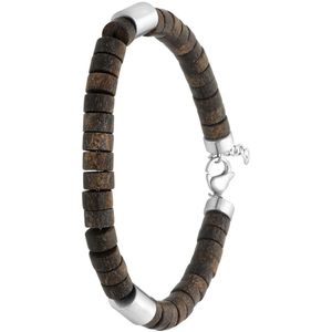 Gerecycled stalen herenarmband natuursteen bronzonite
