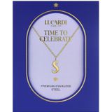 Stalen goldplated ketting letter S