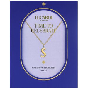 Stalen goldplated ketting letter S