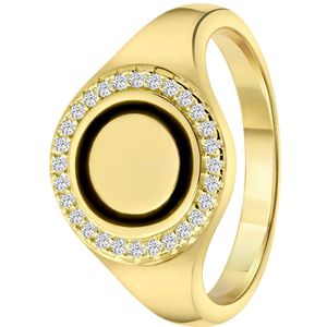 Gerecycled zilveren goldplated ring disc zirkonia