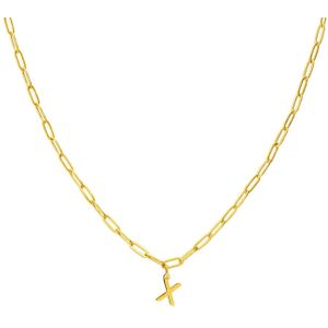Stalen goldplated ketting closed forever letter X