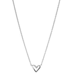 Zilveren ketting met hanger hart zirkonia
