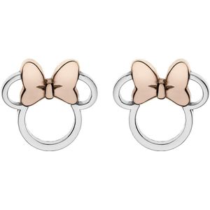 Zilveren Disney Minnie oorbellen roseplated strik