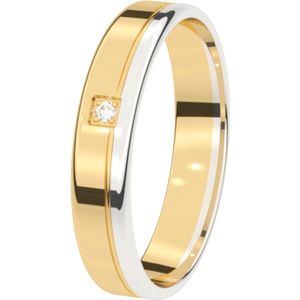 14K geel wit gouden trouwring diamant 4mm Sering