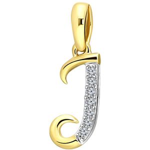 14K geelgouden alfabet hanger met diamant 0,03ct