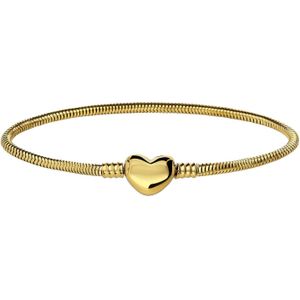 Stalen goldplated armband slang met hart sluiting