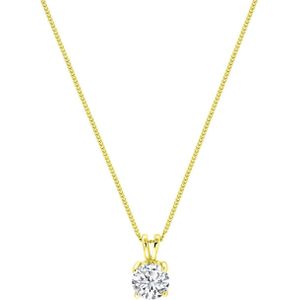 Zilveren ketting gold met zirkonia 8mm