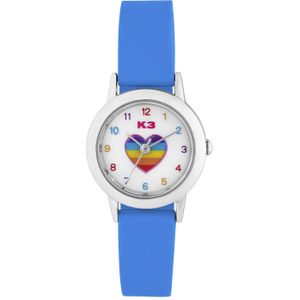 K3 Kinder Horloge Hart Met Rubberen Band Blauw