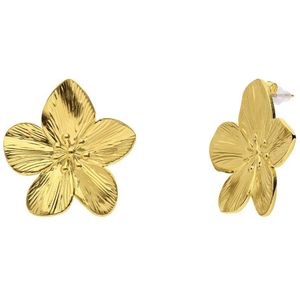 Stalen goldplated oorbellen bloemen