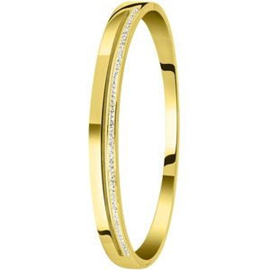 Gerecycled stalen armband bangle gold wit kristal