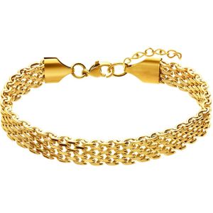 Stalen goldplated armband breed