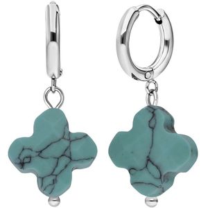 Stalen oorbellen met turquoise