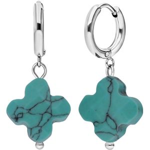 Stalen oorbellen met turquoise