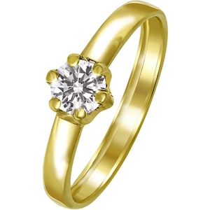 14 Karaat geelgouden damesring met zirkonia