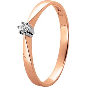 14K bicolor gouden solitair ring diamant (0.02ct.)